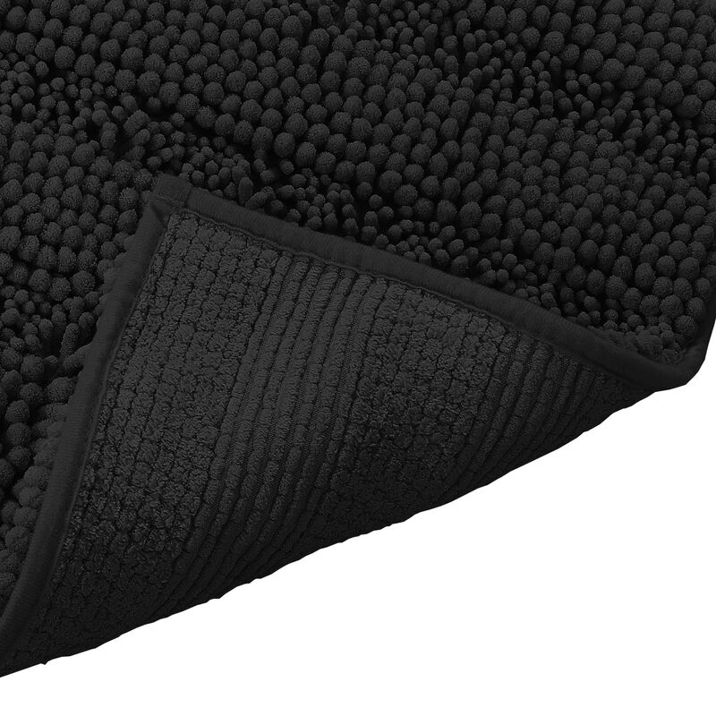 PrimeBeau Luxury Chenille Bathroom Rug, Black