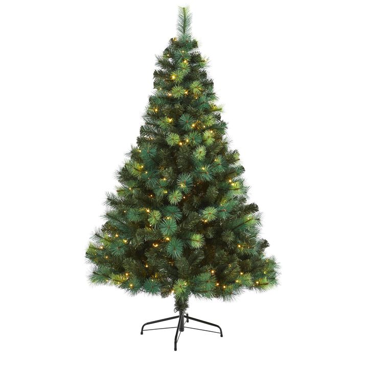 Nearly Natural 6-ft Assorted Green Scotch Pine Artificial Christmas Tree with 250 LED Lights