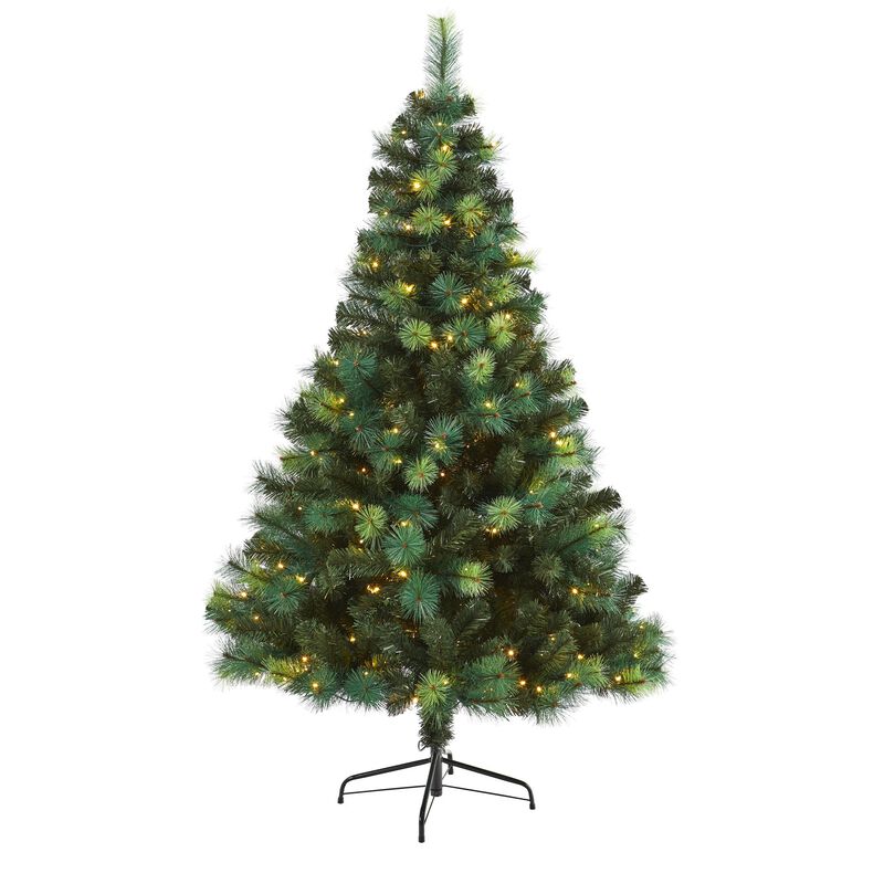 Nearly Natural 6-ft Assorted Green Scotch Pine Artificial Christmas Tree with 250 LED Lights