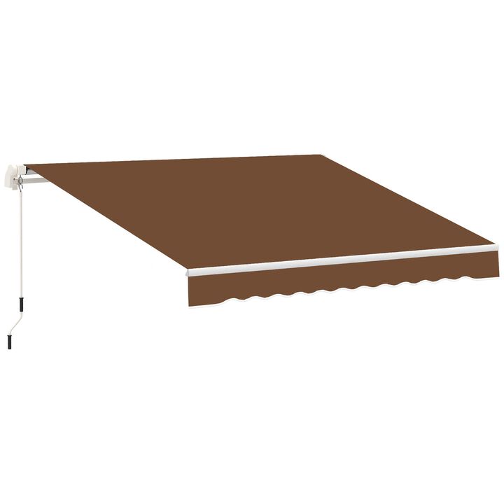 Coffee-Colored Sun Shield: 10'x8' Manual Retractable UV-Protective Awning