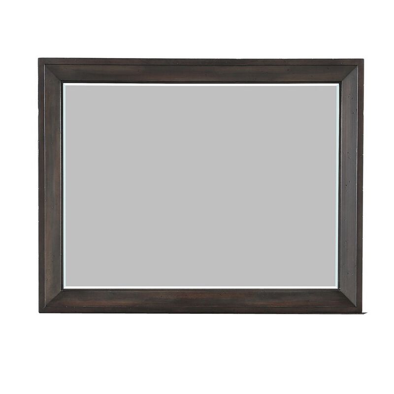 Laji 39 x 50 Dresser Mirror, Modern Style, Rich Walnut Brown Wood  - Benzara