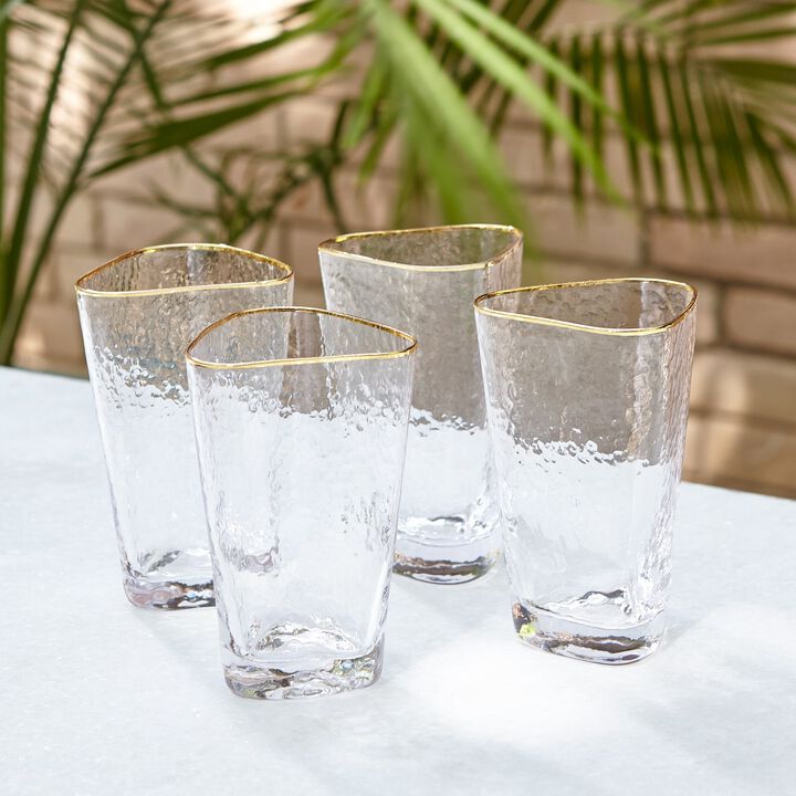 Set of 4 Hammered High Ball Glasses