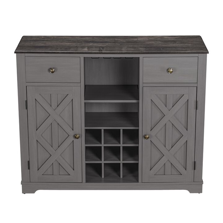 FESTIVO 47 in. Modern X-Door Wine Cabinet w/ Built-in Wine Rack
