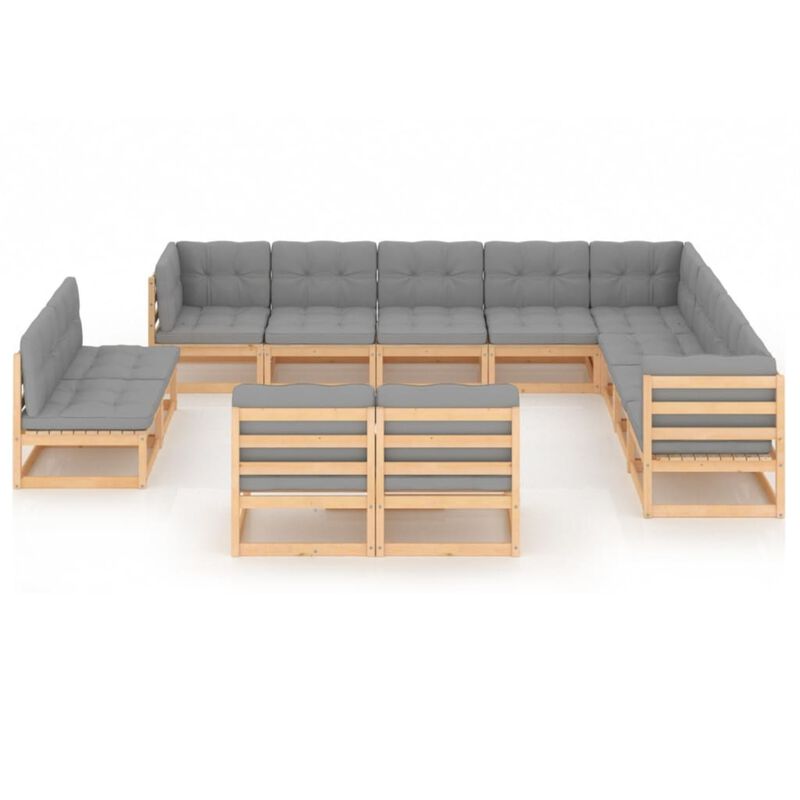 vidaXL 12 Piece Garden Lounge Set with Cushions Solid Pinewood