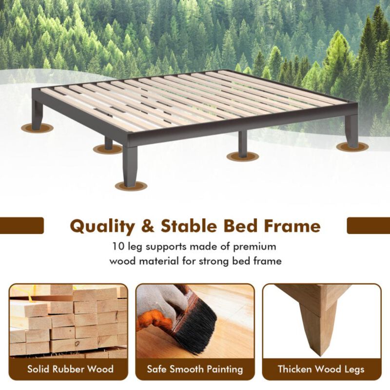 Hivvago 14 Inch King Size Rubber Wood Platform Bed Frame with Wood Slat Support