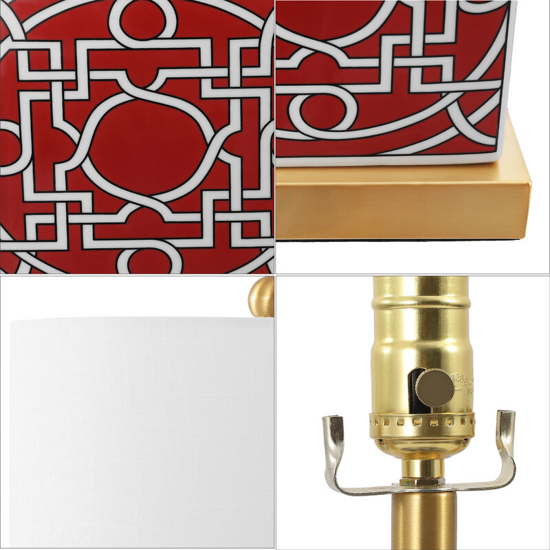 Catherine Modern Transitional Ceramic Metal Square Ginger Jar LED Table Lamp