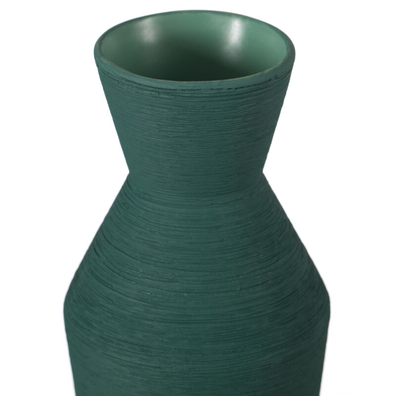 10" H Decorative Ceramic Round Sharp Concaved Top Vase Centerpiece Table Vase Green, Large
