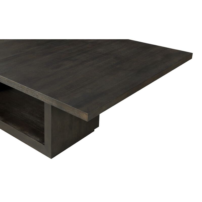 Jose 72-95 Inch Acacia Wood Dining Table, Open Plinth Base, Rustic Brown - Benzara