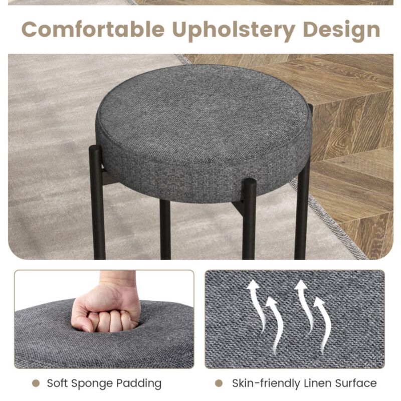 Hivvago Bar Stools Set of 4 Upholstered Kitchen Stools with Foot Pads