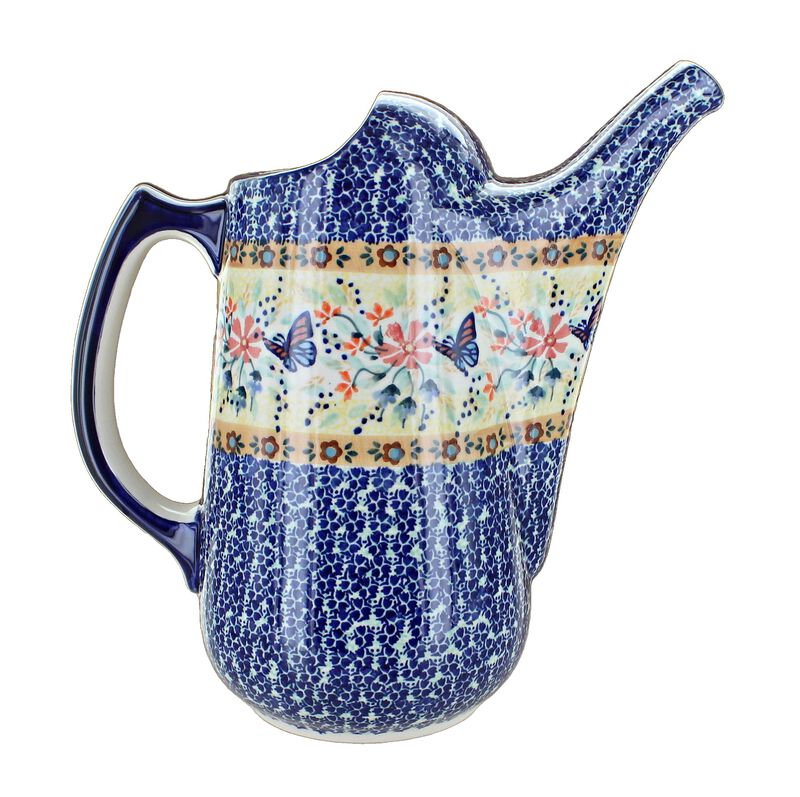 Blue Rose Polish Pottery Woodland Fern Watering Can