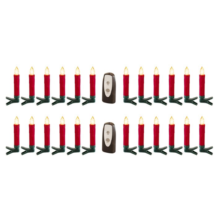 Set of 24 LED Clip-On Taper Candles for Holiday and Seasonal Décor Lighting