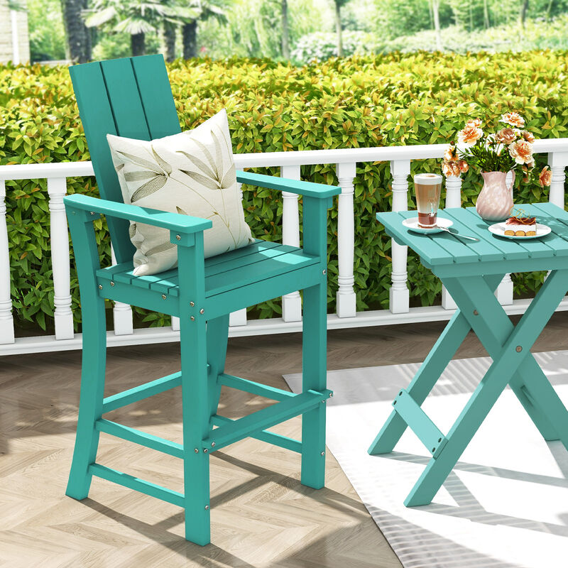 Adirondack Outdoor Bar Stool with Ergonomic Backrest – Comfortable Patio Seating