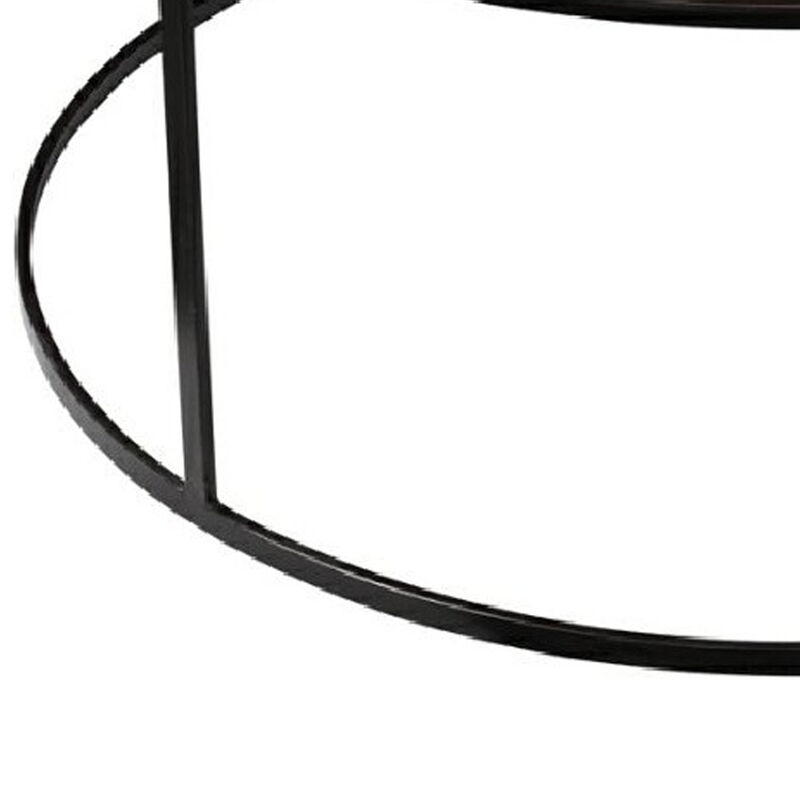 Round Metal Frame Side Table with Tubular Legs, Dark Brown - Benzara
