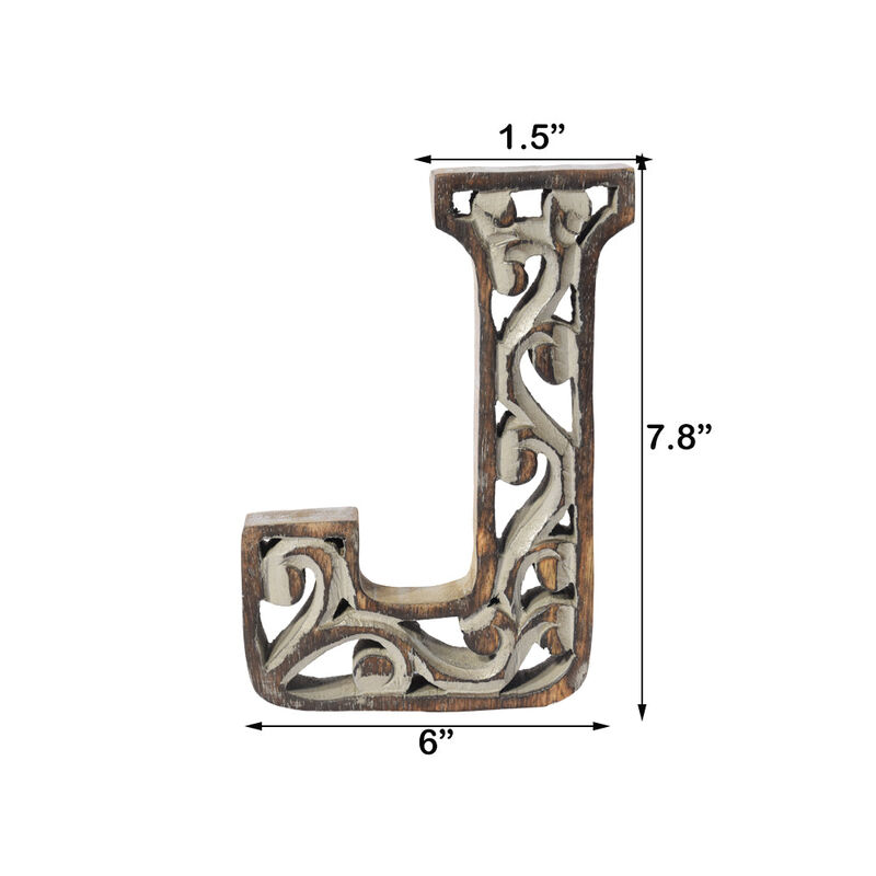 Vintage Gray Handmade Eco-Friendly "J" Alphabet Letter Block For Wall Mount & Table Top D�cor