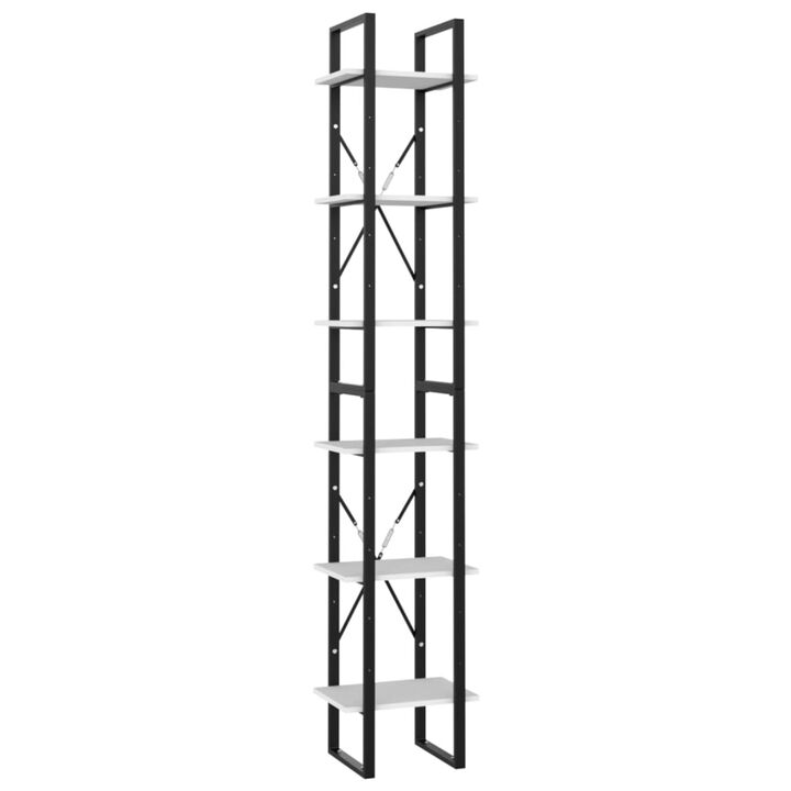 vidaXL 6-Tier Book Cabinet White 15.7"x11.8"x82.7" Chipboard