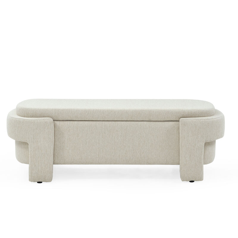 Gewnee Linen Fabric Upholstered Bench,Beige