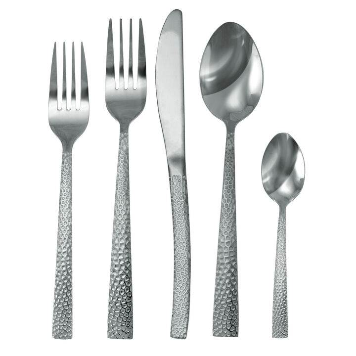 MegaChef Baily 20 Piece Flatware Utensil Set, Stainless Steel Silverware Metal Service for 4 in Silver