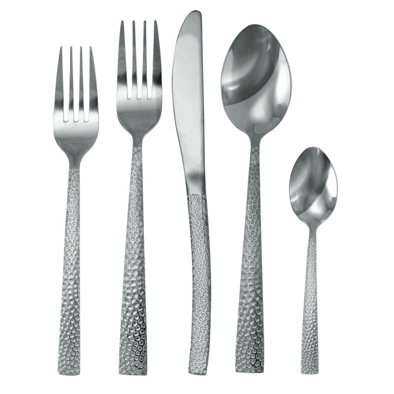 MegaChef Baily 20 Piece Flatware Utensil Set, Stainless Steel Silverware Metal Service for 4 in Silver