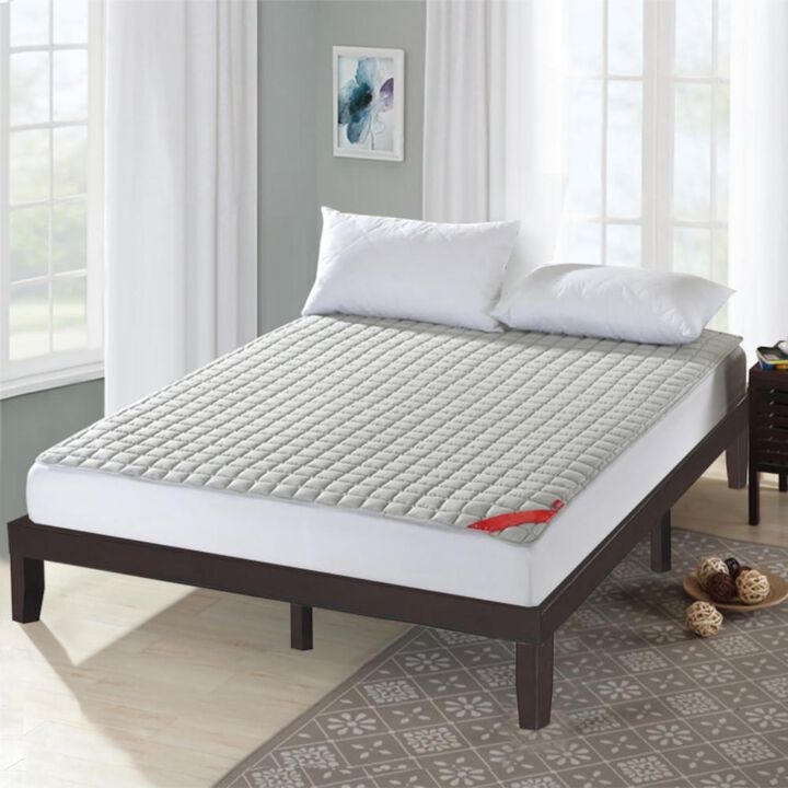 Hivvago 14 Inch King Size Rubber Wood Platform Bed Frame with Wood Slat Support