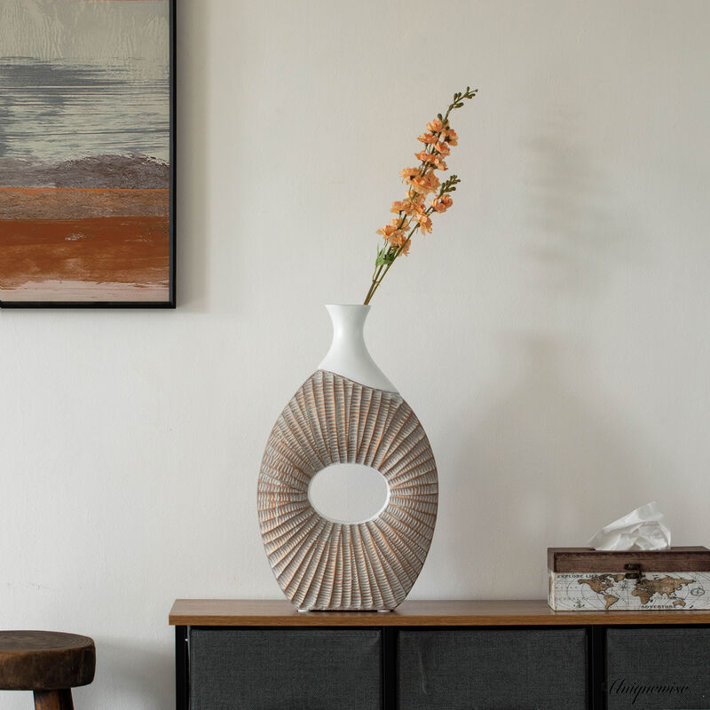 19-Inch White and Gold Farmhouse Vase