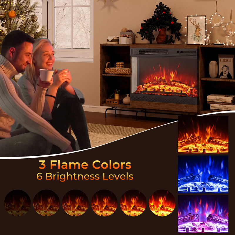 3-Sided Glass Electric Fireplace Heater with Remote Control for Modern Living Room Ambiance