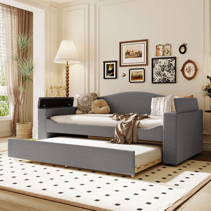 Merax Upholstered Daybed with Storage Armrests