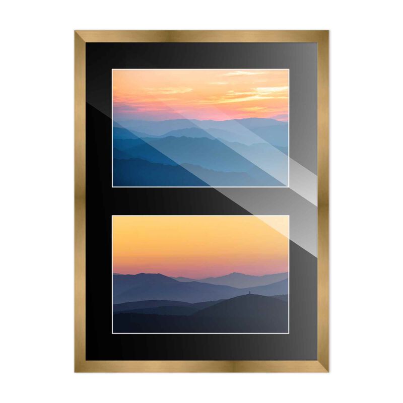 11x14 Wood Collage Frame with Black Mat for 2 5x7 Pictures