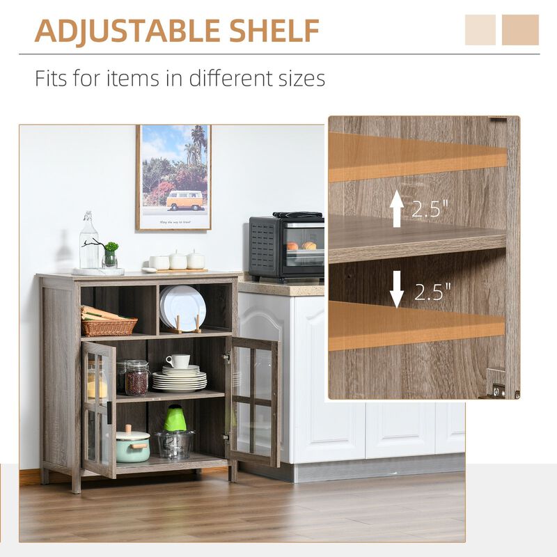 Oak Dining Storage: Accent Sideboard with Glass Door and Cubbyholes