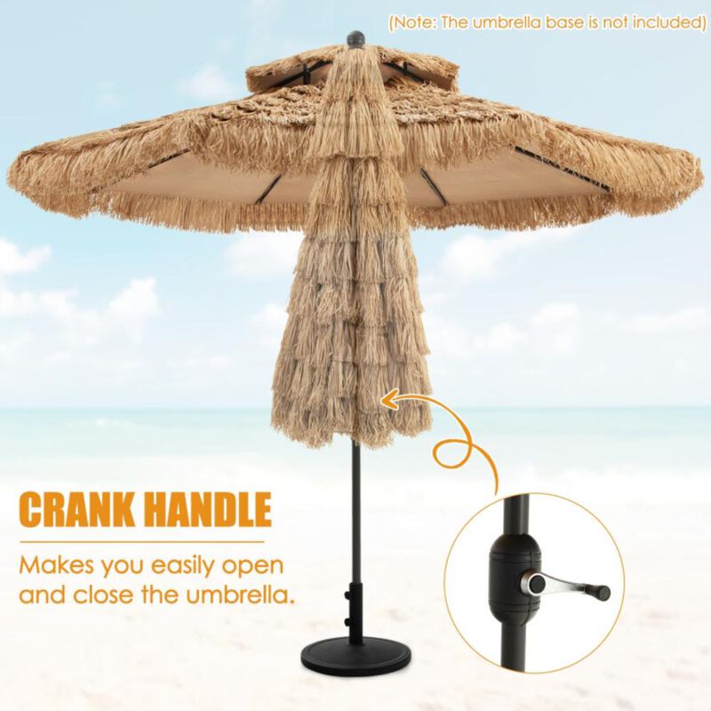 Hivvago 9 Feet Thatched Tiki Umbrella with 8 Ribs