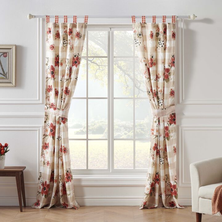 Wheatly Farmhouse Gingham Blackout Curtain Panels Pair 48" x 84" Greenland Home Fashion