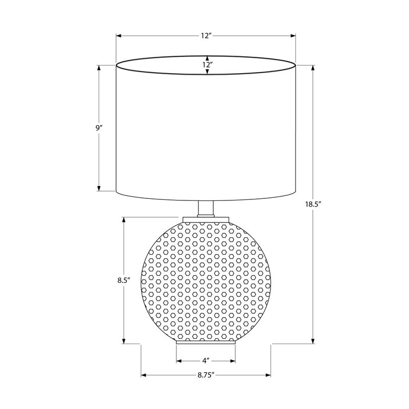 Monarch Specialties I 9653 - Lighting, 19"H, Table Lamp, Grey Resin, Ivory / Cream Shade, Modern