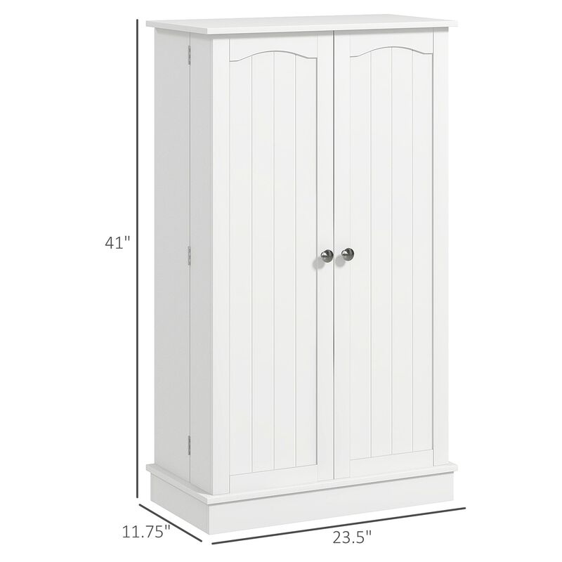 41" White Kitchen Pantry: 5-Tier, 12 Spice Racks, Adjustable Shelves