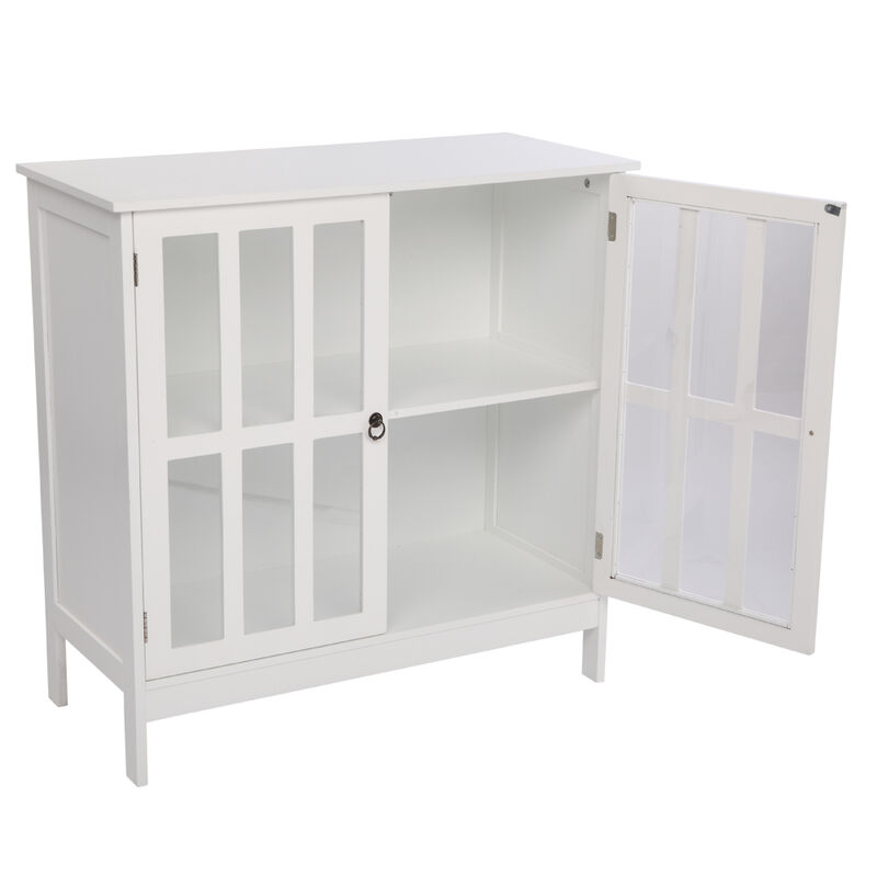 Transparent Double Door Side Cabinet Modern Storage for Living Room, Bedroom, or Office