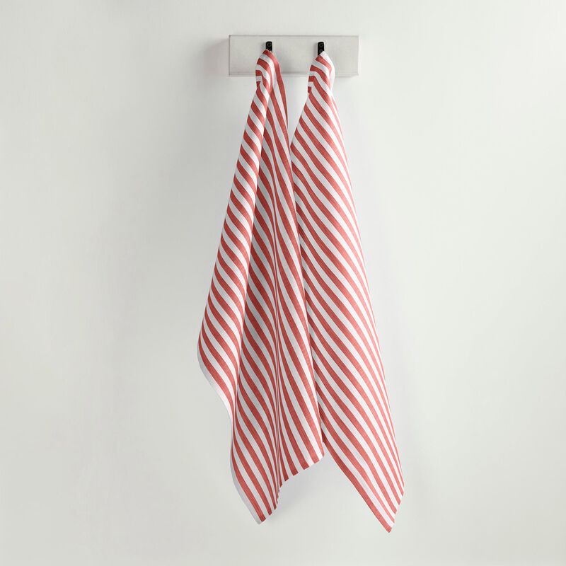 Solino Home 100% Pure Linen Kitchen Towels Set of 2 - 17 x 26 Inch | Amalfi Stripe