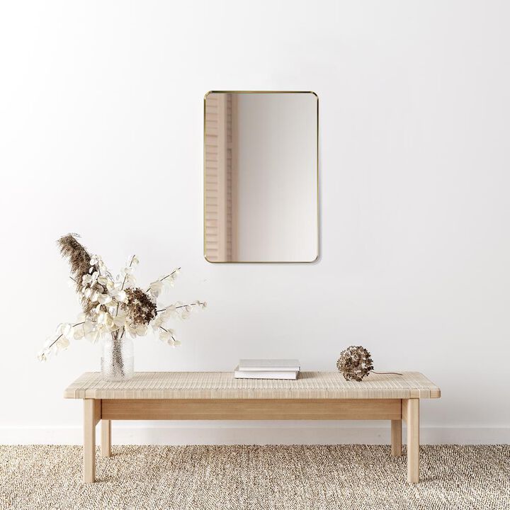 Altair Nettuno 24 Rectangle Bathroom/Vanity Brushed Gold Aluminum Framed Wall Mirror