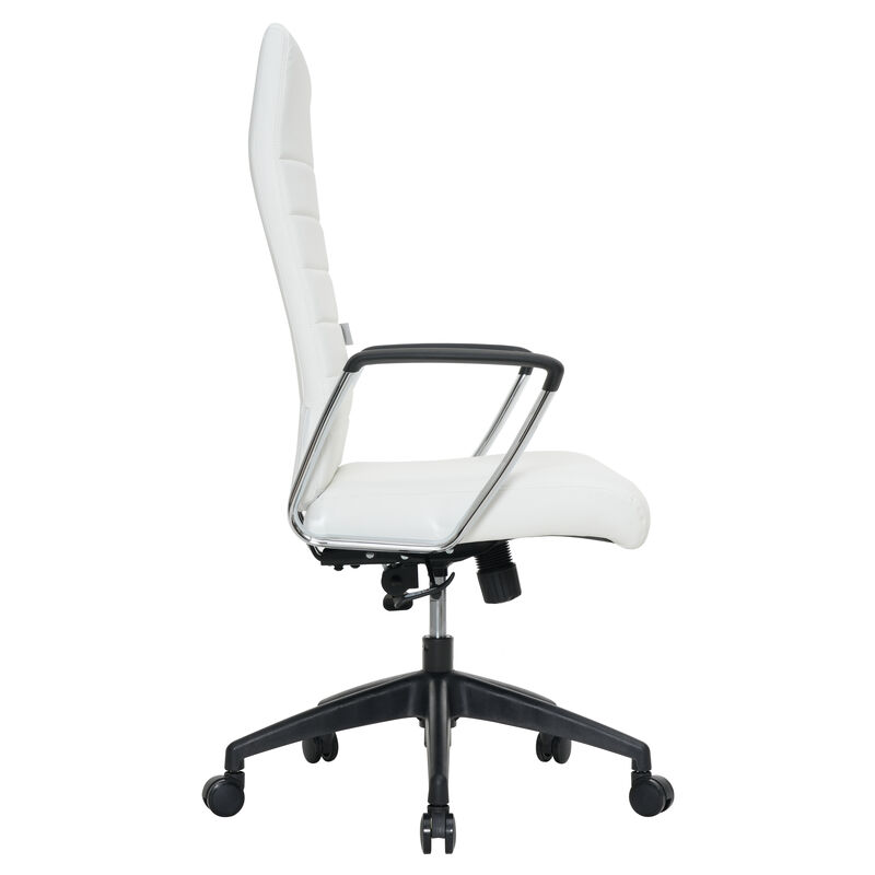 LeisureMod Hilton Modern High Back Leather Conference Office Chair with Adjustable Height & Swivel – Ergonomic and Stylish Office Seating