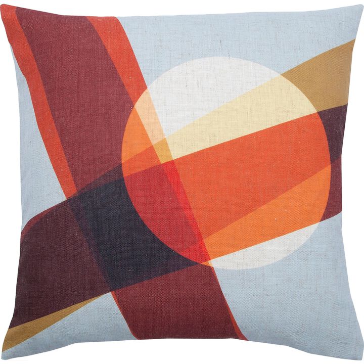 20" Red and White Striking Abstract Printed Square Throw Pillow