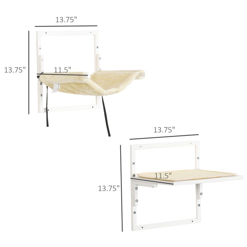 Cream Cat Wall Set: 6-Piece Steel Climbing Shelf Activity Center