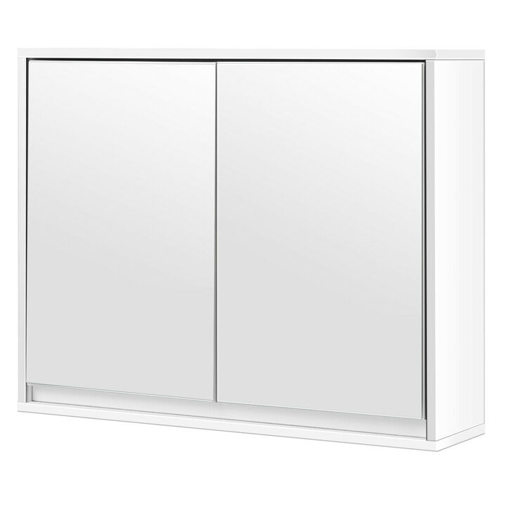Costway Wall Mounted Bathroom Medicine Cabinet Storage Cabinet Double Mirror Door Organizer Shelf White Costway Wall Mounted Bathroom Medicine Cabinet Storage Cabinet Double Mirror Door Organizer Shelf White