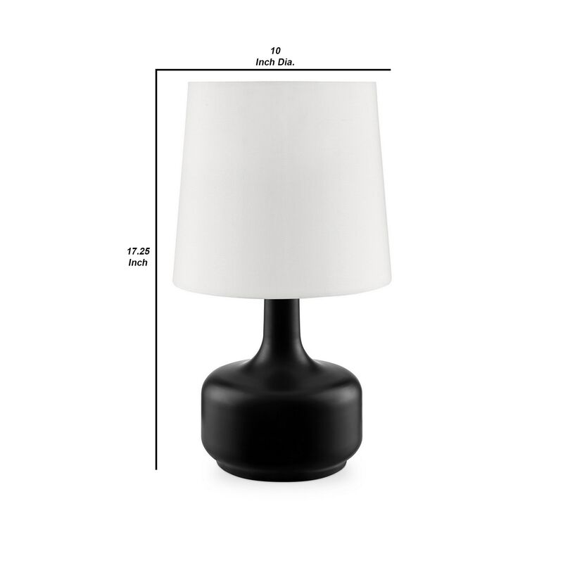Table Lamp with Teardrop Metal Base and Fabric Shade, Black-Benzara