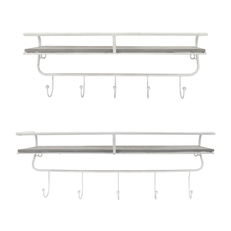 20" 5 Hook Wall Shelf