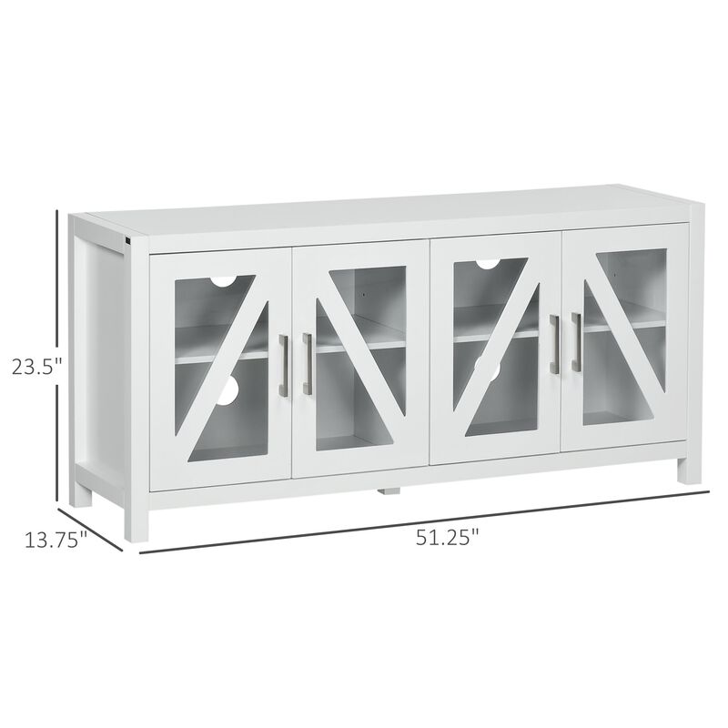 White Entertainment Center: TV Stand for 58" TVs with Glass Doors