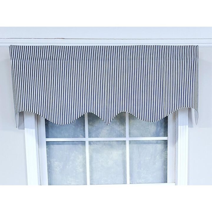 RLF Home Luxurious Modern Design Classic MG-Ticking Stripe Regal Style Window Valance 50" x 17" Black