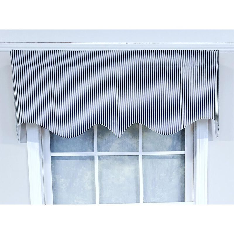 RLF Home Luxurious Modern Design Classic MG-Ticking Stripe Regal Style Window Valance 50" x 17" Black