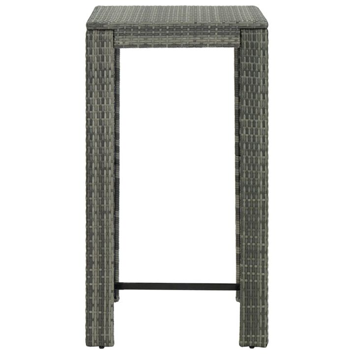 vidaXL Garden Bar Table Gray 23.8"x23.8"x43.5" Poly Rattan