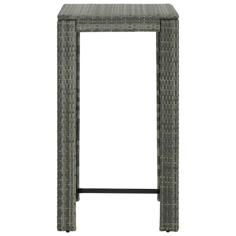 vidaXL Garden Bar Table Gray 23.8"x23.8"x43.5" Poly Rattan