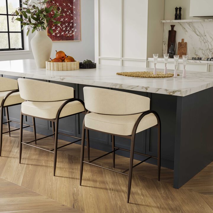 Tatum Cream Textured Performance Boucle Counter Stool