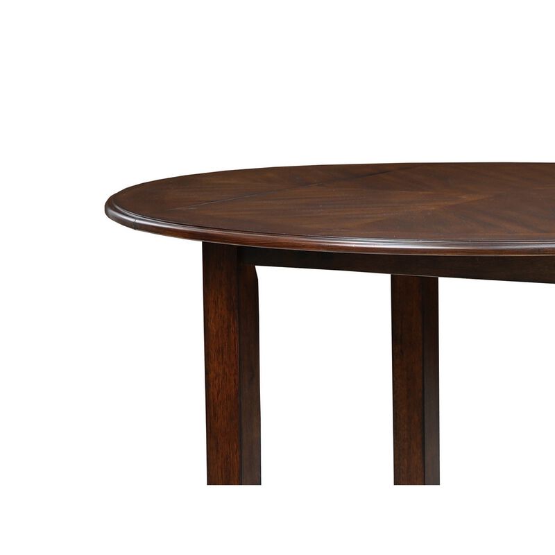3pc 42 Inch Dining Table Set, Extendable Drop Leaves, 2 Chairs, Brown - Benzara