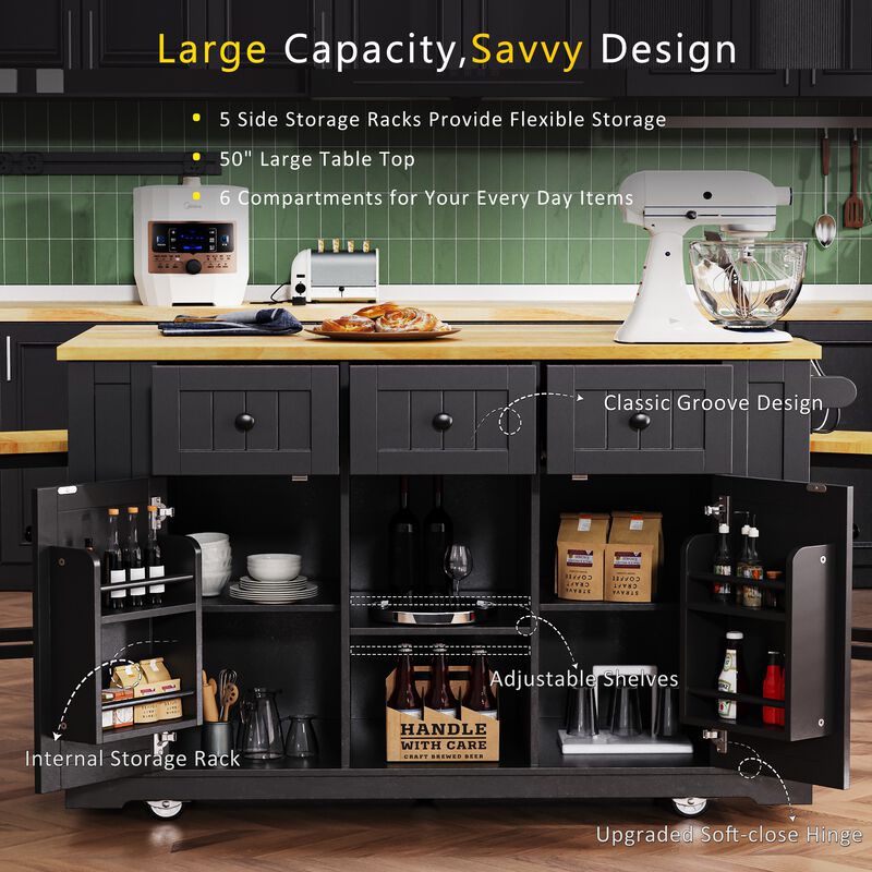Merax Kitchen Island with Drop Leaf