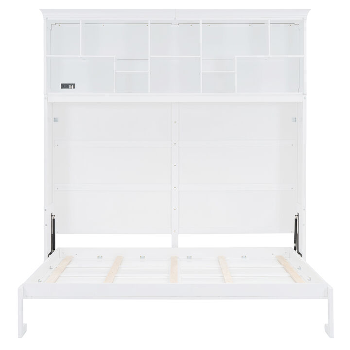 Merax Murphy Bed Wall Bed with Storage Shelves